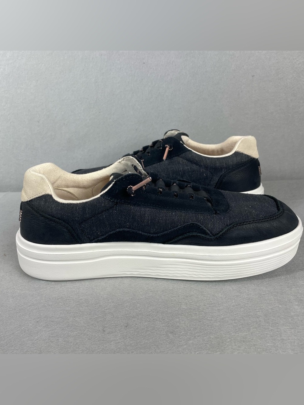Hey Dude Hudson Lift Sport Womens Size 12 Black Leather Platform Sneakers - Picture 10 of 12